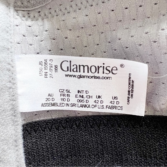 Glamorise Womens Sports Bra 42D Grey Black High Support Wireless Double Layer - Picture 9 of 12